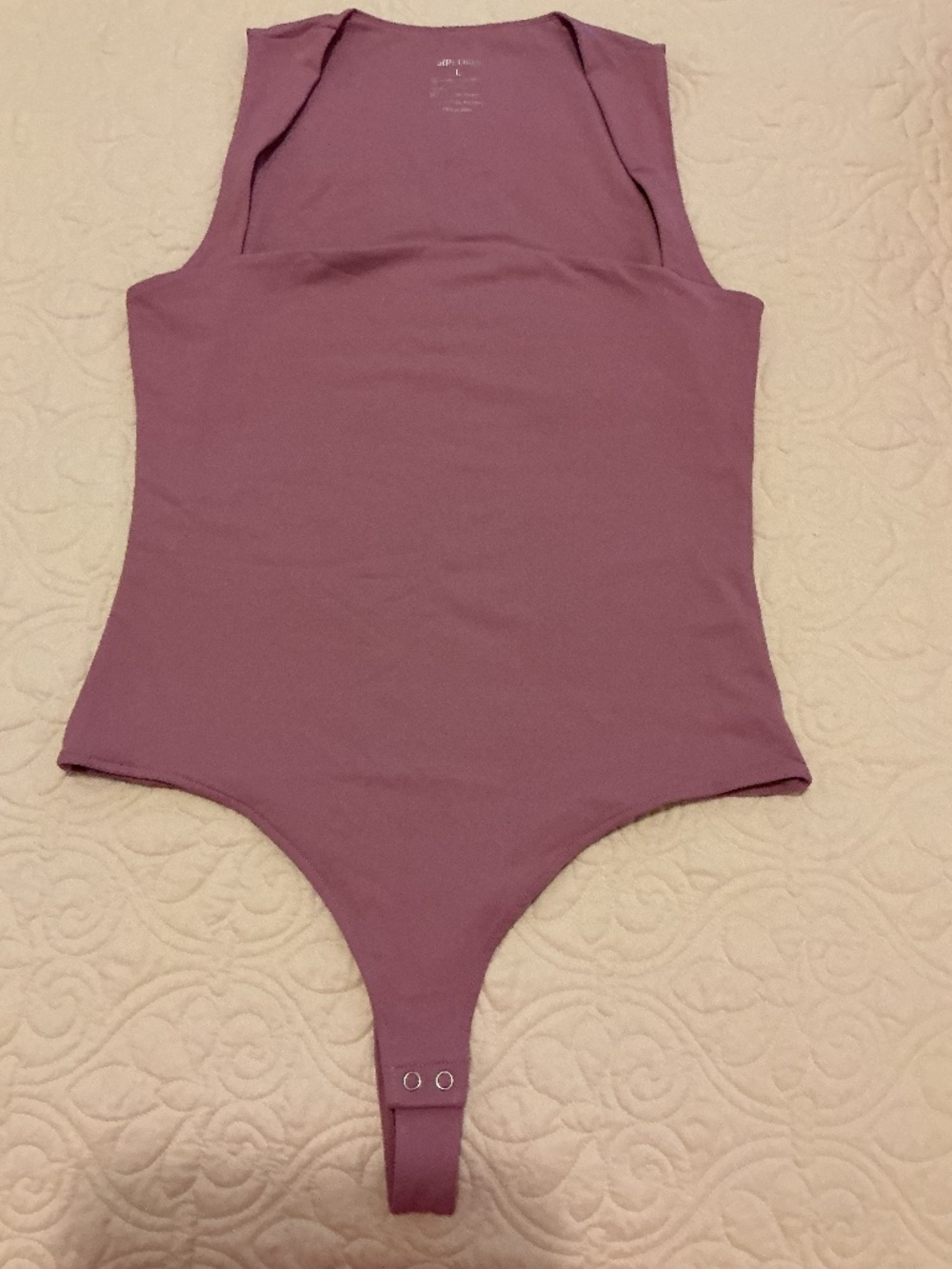 Reoria Body Suit Womens Size Large Square Neck Thong Shapewear Lavender NEW